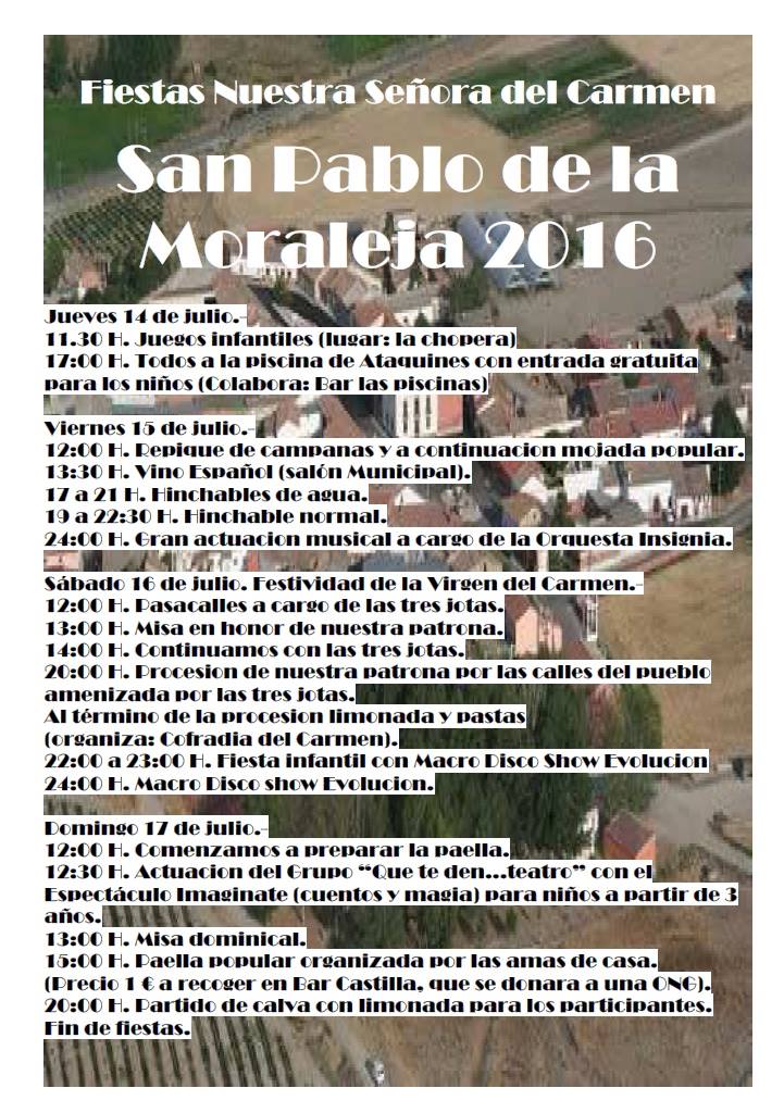 Fiestas patronales en honor a Nuestra Señora del Carmen 2016 San Pablo de la Moraleja